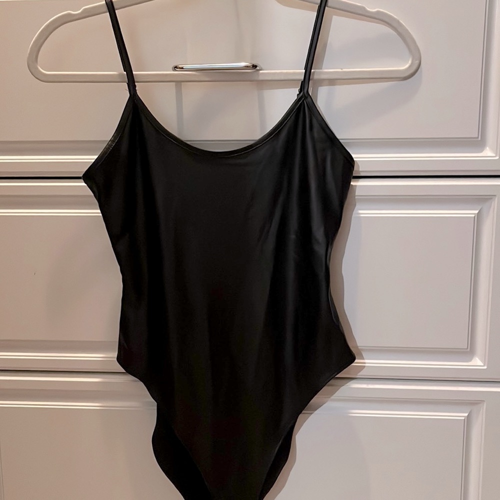 Faux Leather Bodysuit - Small